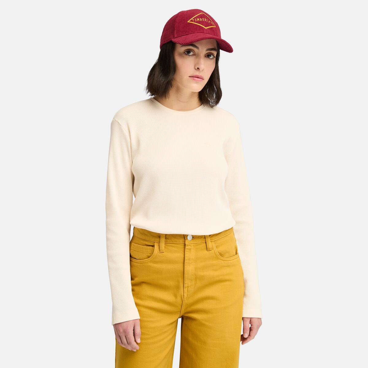 WAFFLE LONG SLEEVE TEE WHI,FQ