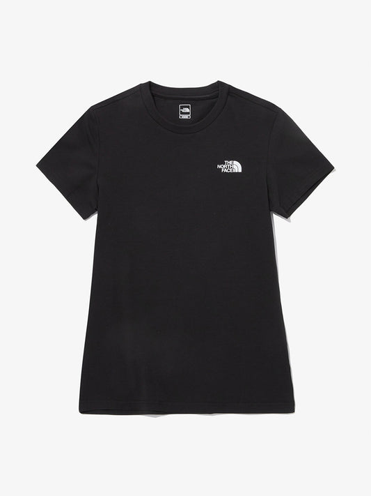 W'S COTTON STRETCH S/S R/TEE BLK(BLACK)